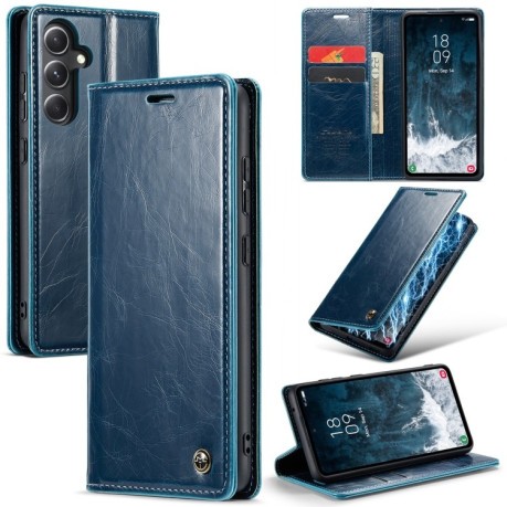 Кожаный чехол-книжка CaseMe 003 Series с магнитной крышкой на Samsung Galaxy S23 FE - синий