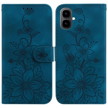Чехол-книжка с тиснением Lily и магнитной застежкой на Tecno Pop 10 / Spark Go 2 4G — тёмно-синий