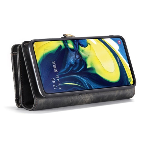 Кожаный чехол- кошелек CaseMe-008 Detachable Multifunctional на Samsung Galaxy A80- черный
