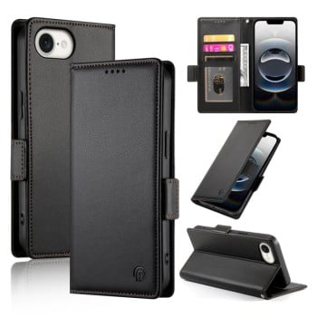 Чохол-книжка Side Buckle Magnetic Frosted Leather для iPhone 16e - чорний