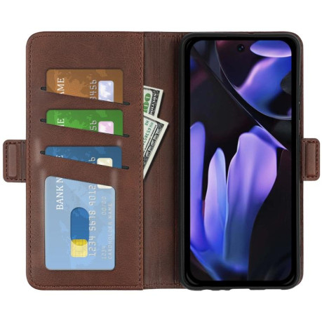 Чехол-книжка Dual-side Magnetic Buckle для Google Pixel 9a - коричневый
