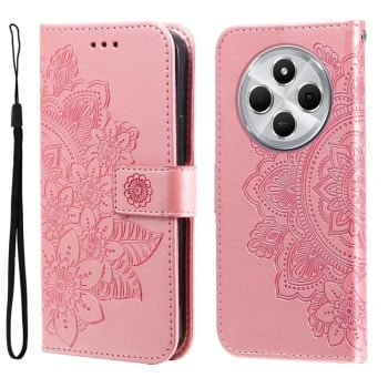 Чохол-книжка 7-petal Flowers Embossing для Xiaomi Redmi 14C 4G/Poco C75/Redmi A4 5G - рожеве золото