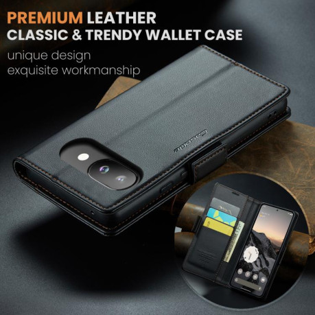 Чохол-книжка CaseMe 023 Butterfly Buckle Litchi Texture RFID Anti-theft Leather для Google Pixel 9a - чорний