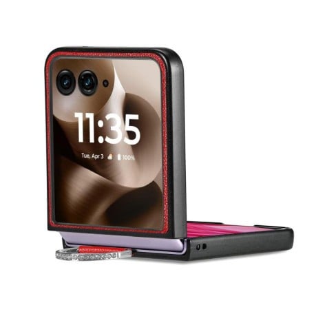 Противоударный чехол Litchi Texture на Motorola Razr 60 Ultra - красный