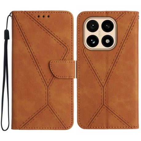 Чехол-книжка Stitching Embossed Leather на Xiaomi 15T - коричневый