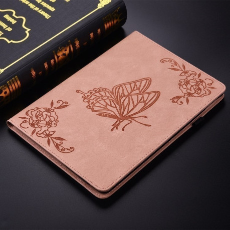 Чехол-книжка Butterfly Flower Embossed Leather на Xiaomi Pad 7 / Pad 7 Pro - розовое золото