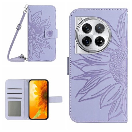 Чехол-книжка Skin Feel Sun Flower для OnePlus 12R 5G Global - фиолетовый