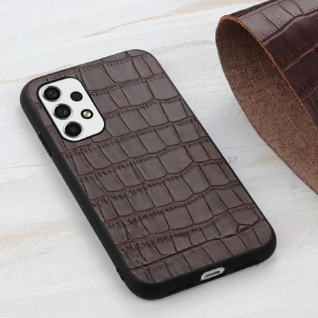 Противоударный чехол Crocodile Texture для Samsung Galaxy A53 5G - коричневый