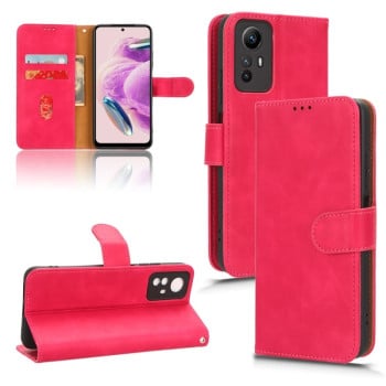 Чехол- книжка Skin Feel Magnetic для Xiaomi Redmi Note 12S 4G - пурпурно-красный