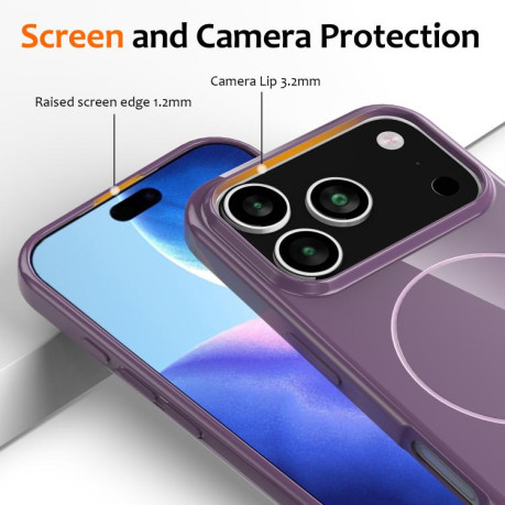 Противоударный чехол Glossy TPU Shockproof MagSafe на iPhone 17 Pro - фиолетовый