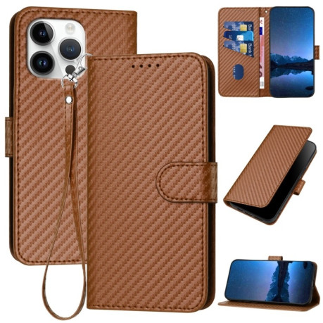 Чохол-книжка Carbon Fiber Texture на iPhone 16 Pro Max - кавовий
