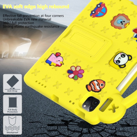 Противоударный чехол Handle Kickstand Children EVA для iPad 11(2025)/iPad 10.9 (2022) - желтый