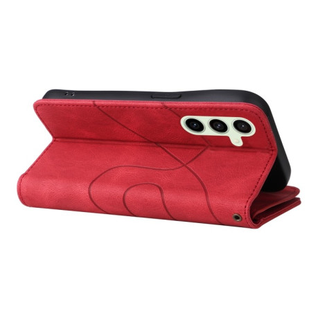 Чехол-книжка Dual-color 9 Card Slots Zipper Wallet Leather для Samsung Galaxy S24 FE 5G - красный