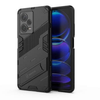 Противоударный чехол Punk Armor с подставкой на Xiaomi Redmi Note 12 Pro+ 5G - черный