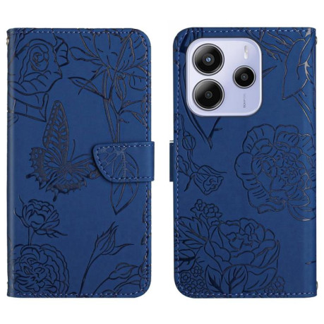 Чохол-книжка Skin Feel Butterfly Embossed для Xiaomi Redmi Note 14 4G - синій