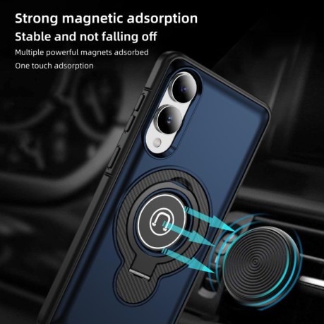 Противоударный чехол Ring Holder Magnetic на Samsung Galaxy S25 Edge 5G - синий