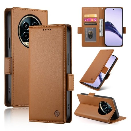 Чехол-книжка Side Buckle Magnetic Frosted Leather для Realme 13 Pro / 13 Pro+ Global - коричневый