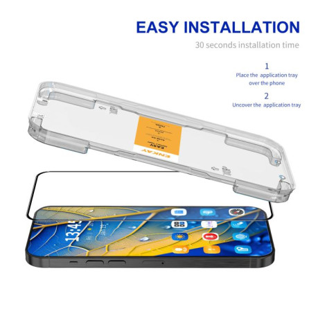 Захисне Скло ENKAY Easy Install High Alumina Silicon для Motorola Moto G05/E15 - чорне
