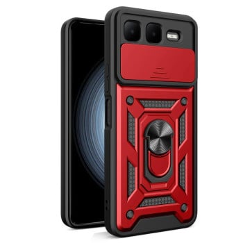 Чохол із шторкою на камеру Sliding Camshield та підставкою на Infinix Smart 10 Plus 4G - червоний