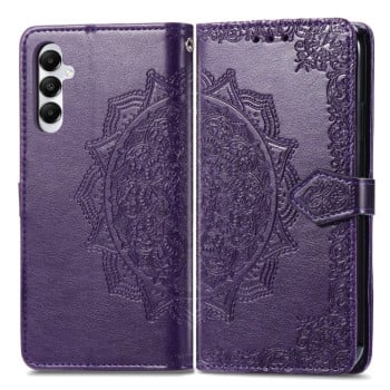 Чехол-книжка Mandala Embossing Pattern на Samsung Fold 5 - фиолетовый