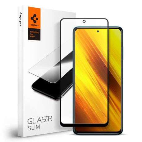 Защитное стекло Spigen Glass Fc для Xiaomi Poco X3 / Poco X3 Pro Black