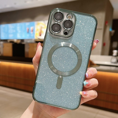 Протиударний чохол Glitter Electroplating MagSafe TPU для iPhone 16 Pro - зелений