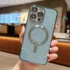 Противоударный чехол Glitter Electroplating MagSafe TPU для iPhone 16 Pro Max - зеленый