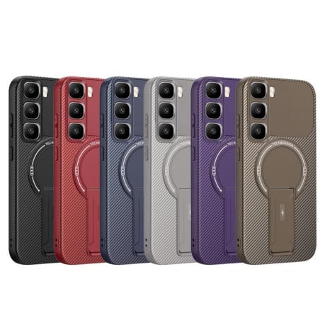 Противоударный чехол Carbon Fiber Texture (MagSafe) на Infinix Hot 60 Pro+ 4G - черный