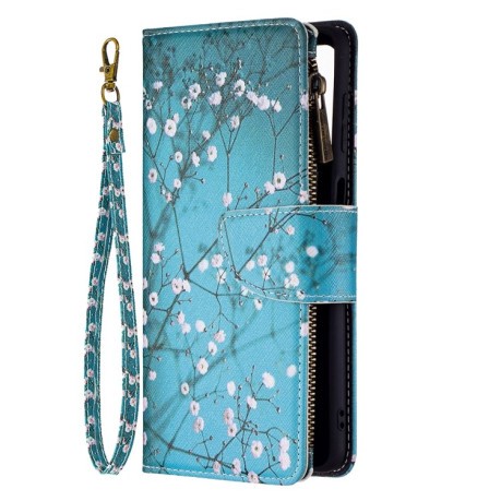 Чохол-гаманець Colored Drawing Pattern Zipper для Samsung Galaxy M52 5G - Plum Blossom