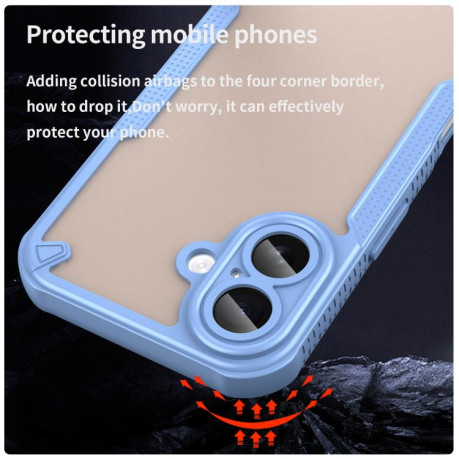 Противоударный чехол Armor Glaze PC Hybrid для iPhone 17 - синий