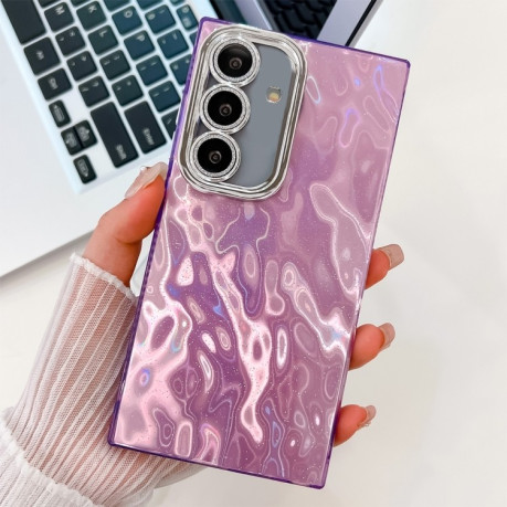 Протиударний чохол Plating Glitter Texture TPU with Lens Film для Samsung Galaxy S25+ 5G - Purple Wrinkle