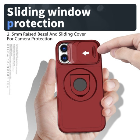 Противоударный чехол Camshield MagSafe Ring Holder Armor для iPhone 16 - красный