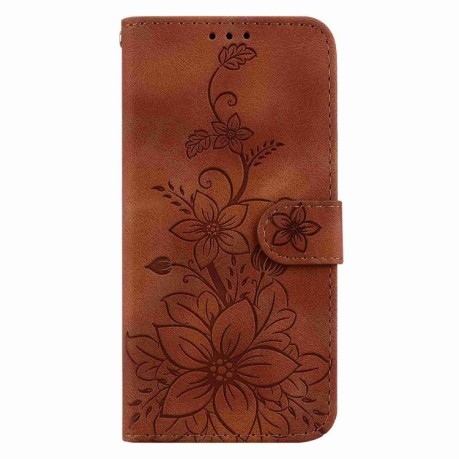 Чехол-книжка Lily Embossed Leather для Samsung Galaxy S24 5G - коричневый