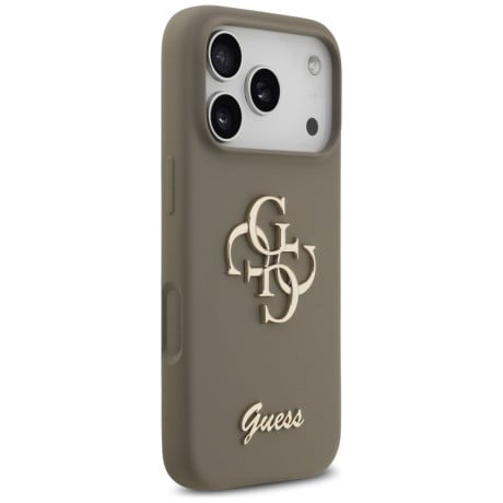 Оригінальний силіконовий чохол Guess Silicone Big 4G Script на iPhone 17 Pro Max - Brown