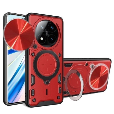 Чохол протиударний CD Texture Sliding Camshield Magnetic Holder на Xiaomi Redmi Note 14 Pro+ 5G - червоний