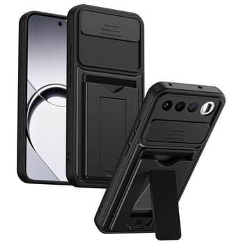 Чохол Escase з відділенням на карт і слайдером камери на Realme 16 5G — чорний