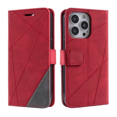 Чехол-книжка Skin Feel Splicing для iPhone 16 Pro Max - красный