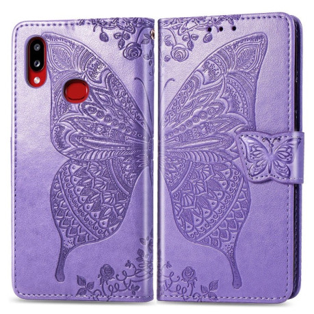 Чехол- книжка Butterfly Love Flowers Embossing на Samsung Galaxy A10s- фиолетовый