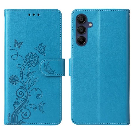 Чехол-книжка Embossed Butterfly для Samsung Galaxy A16 5G - синий