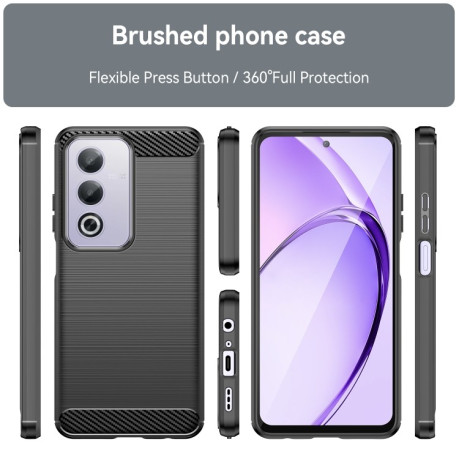 Противоударный чехол Brushed Texture Carbon Fiber на OPPO A80 5G/A3 Pro - черный
