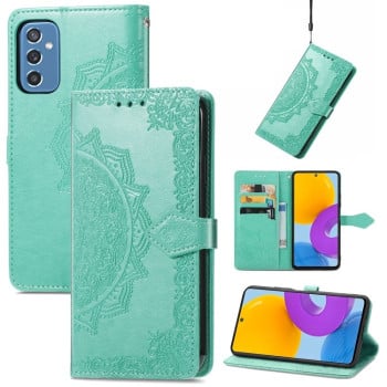Чехол-книжка Mandala Embossing Pattern на Samsung Galaxy M52 5G - зеленый