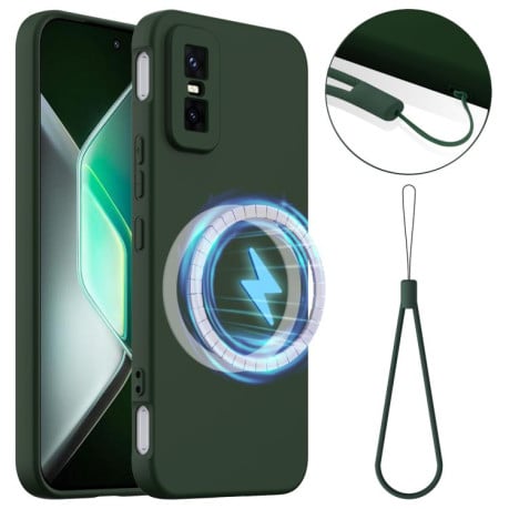 Силиконовый чехол Shockproof Silicone с Magsafe на Infinix GT 30 Pro - зеленый