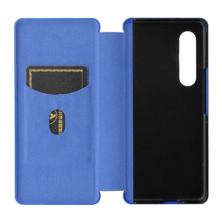 Чехол-книжка Carbon Fiber Texture на Samsung Galaxy Fold4 - синий