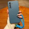 Силіконовий магнітний чохол Escase з ремінцем на Samsung Galaxy A37 5G — лавандово-сірий
