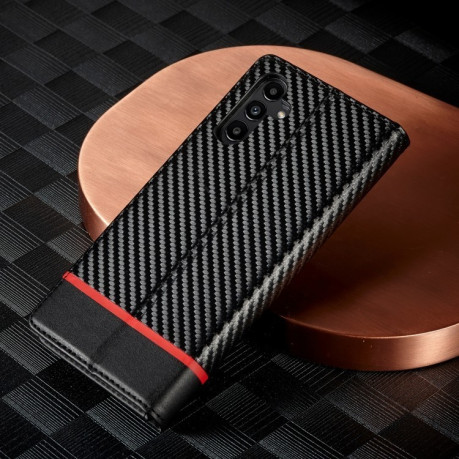 Чехол-книжка LCIMEEKE Carbon Fiber для Samsung Galaxy A55 5G - Black