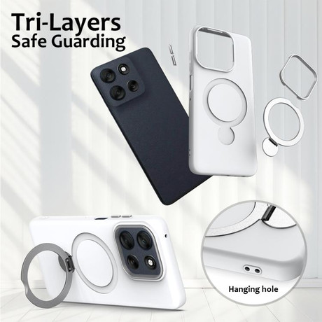 Гібридний чохол Escase з кільцем-тримачем і MagSafe на Motorola Edge 70 Pro / 70 Pro+ — білий