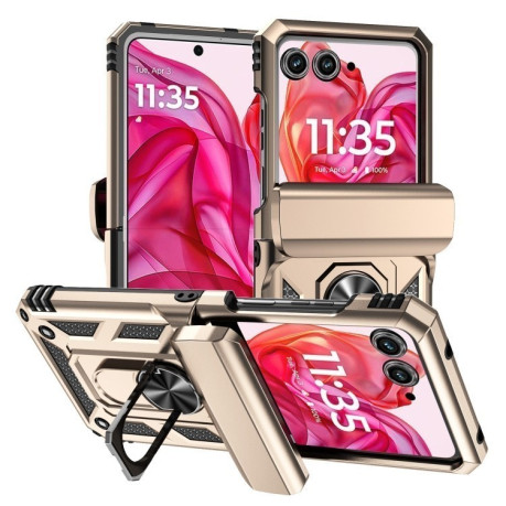 Противоударный чехол Sliding Camshield для Motorola razr 50 - золотой