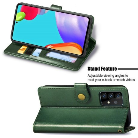 Чехол-книжка Retro Solid Color на Samsung Galaxy A52/A52s - зеленый