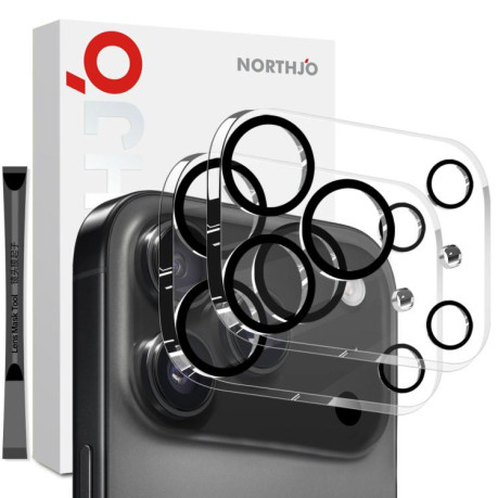 Комплект защитных стекл на камеру 2pcs NORTHJO Camera Lens Protector 3D Night Shot Tempered Glass на iPhone 17 Pro - черный