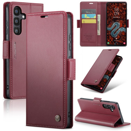 Чехол-книжка CaseMe 023 Butterfly Buckle Litchi Texture RFID Anti-theft Leather для Samsung Galaxy S24 FE 5G - красный